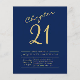 Budget 21:a födelsedag Blått Guld Flygblad