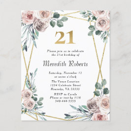 Budget 21:a födelsedag Blommigten Guld Party Inbju