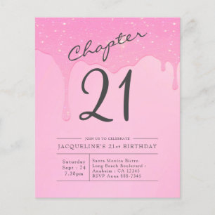 Budget 21-årsdag Pinkgrå inbjudan Flygblad