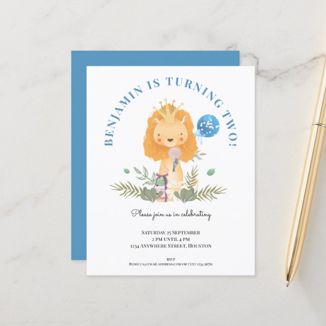 Budget 2:a födelsedag Lejona inbjudningar till poj (Fram/Back In Situ)