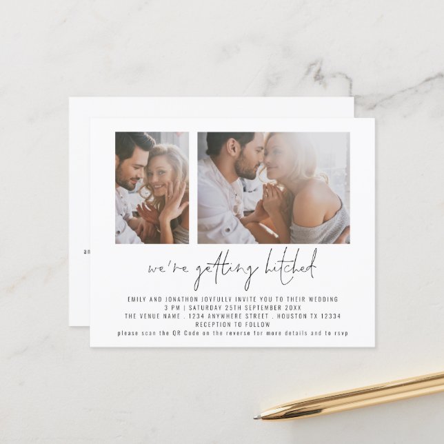 Budget 2 Foto Bröllop QR-kod Getting Hitched (Fram/Back In Situ)