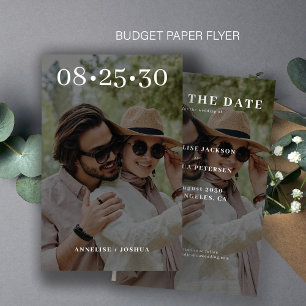 Budget 2 fotomodern avslappnad bröllop spara datum flygblad