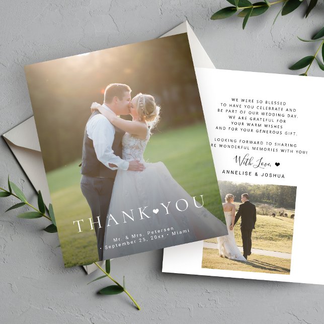 Budget 2 Fotomodern typografi bröllop tack. (Skapare uppladdad)