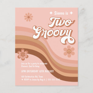 Budget 2 Groovy Retro Daisy Birthday Inbjudan