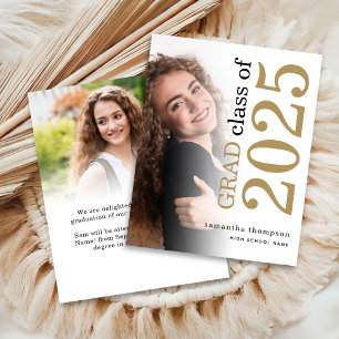 Budget 2 Photo Guld Black White 2025 Grad Announce