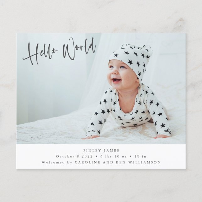 Budget 2 Photo Hej World Birth Notice (Framsida)