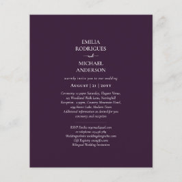 BUDGET 2 tum1 Lila för  av tvåspråkiga bröllopsinb Flygblad