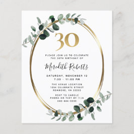 Budget 30-årsfirande Eukalyptus Guld Festinbjudan