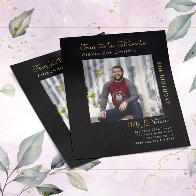 Budget 30års födelsedag Black-inbjudan Flygblad (Skapare uppladdad)