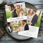 Budget 3 Photo Collage Bröllop Tack Script Flygblad<br><div class="desc">Budget, Minimalistisk Elegant Modern "Kärlek och tack" Script 3 Photo Collage Bröllop Tack-personlig till ett överkomligt pris för lågbudgetflygare. Snyggt bröllop tackar dig för en papper mall med fyra (3) foto på framsidan och ett foto på baksidan. Med texten "Kärlek och tack" i ett snabbt och välskrivet typsnitt för typografi...</div>
