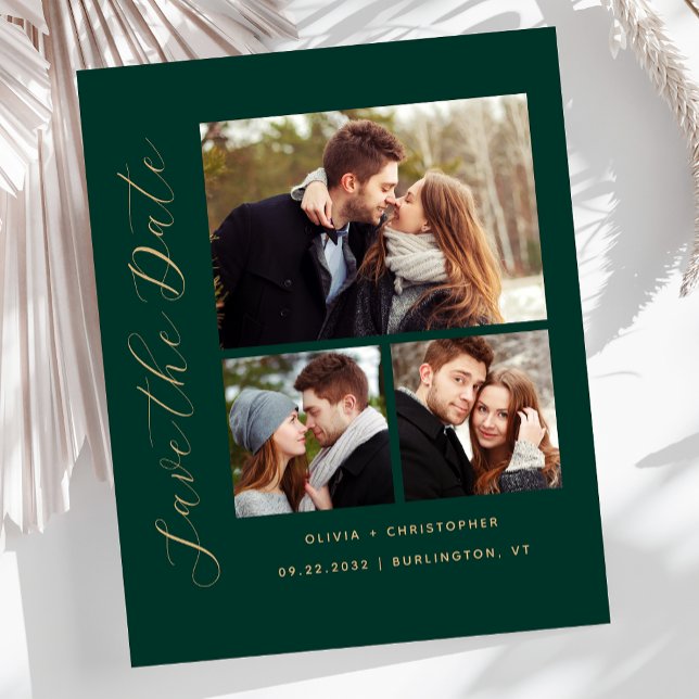 Budget 3-Photo Collage Emerald Grönt Spara datum (Skapare uppladdad)