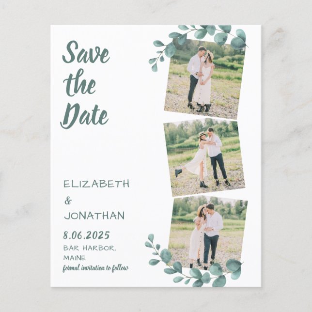 Budget 3 Photo Eucalyptus Botanical Save Date (Framsida)