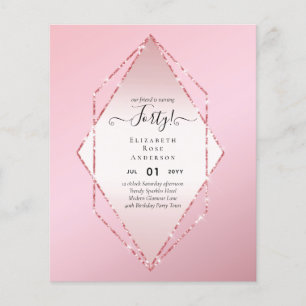 Budget 40-års födelsedag Glitter Folie Rosa Tjejig Flygblad