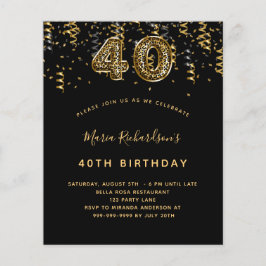 Budget 40-årsdag svart guld leopard party