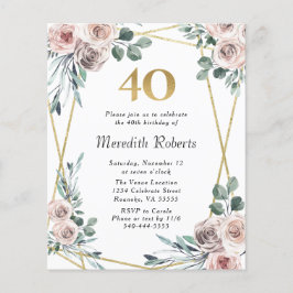 Budget 40:e födelsedag Blommigten Guld Party Inbju