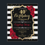 Budget 40:e födelsedag - inbjudan till Rand Ro Flygblad<br><div class="desc">Budgeterad 40:e födelsedag med inbjudan. Elegant svartvit röd design med faux glitter. Svartvit rand med röd ros. Perfekt för ett elegant födelsedagsfest. *** Observera att den här designen kommer att skrivas ut på en mycket tunn flygare papper och inte kom med kuvert. Perfekt för budgetinbjudningar. Om du är tittar för...</div>