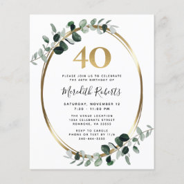 Budget 40:e födelsedagen Eucalyptus Guld Party Inb