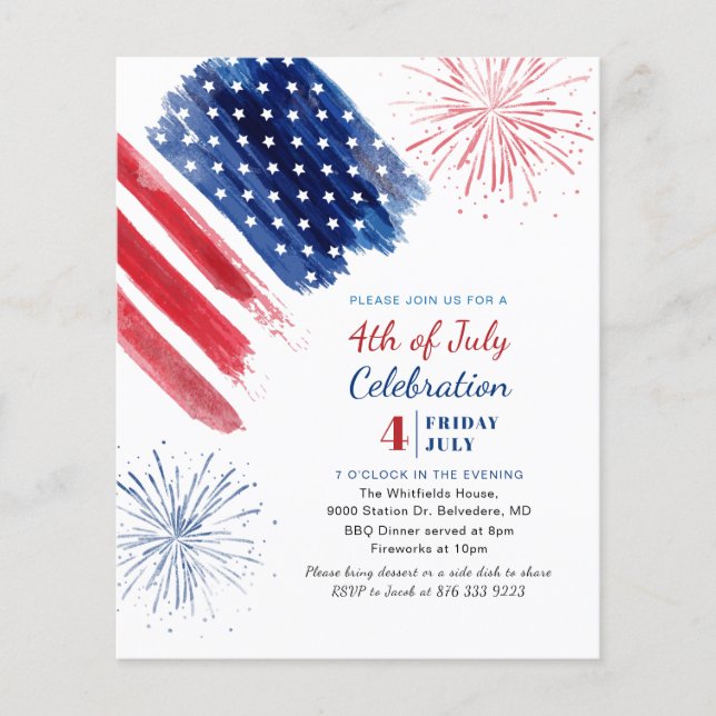 Budget 4:e juli Independence day Rött vitt blått (Framsida)