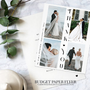 Budget 4 fotokollage bröllopstakkort flygblad