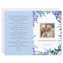 Budget 4 Page Funeral Program Soft Blue Blommigt