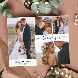 Budget 4 Photo Collage Bröllop Tack Script Flygblad