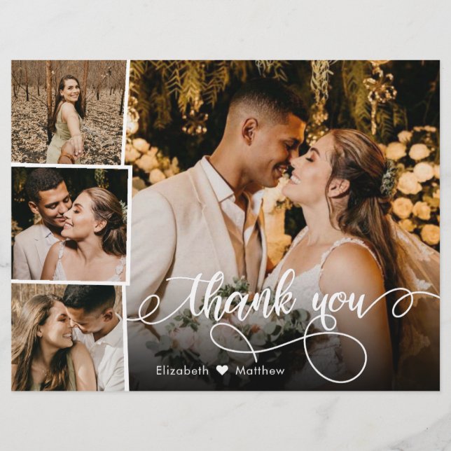 Budget 4 Photo Collage Bröllop Tack Script Reklamblad (Framsidan)