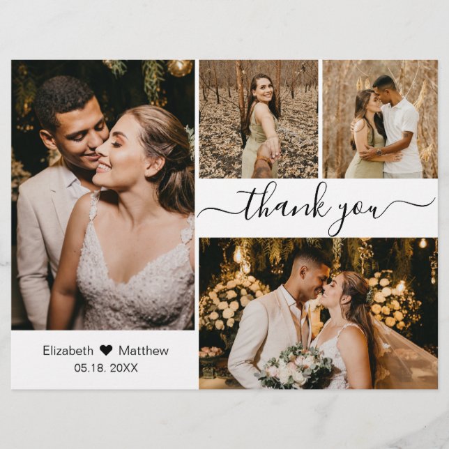 Budget 4 Photo Collage Bröllop Tack Script Reklamblad (Framsidan)