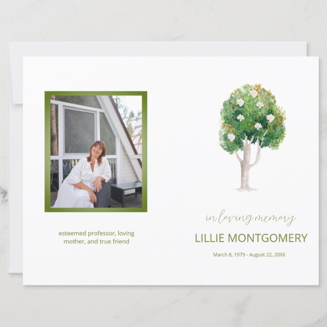 Budget 4-sidig Magnolia Träd-begravningsprogram (Framsida)