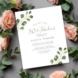 Budget 50-års födelsedag elegant festsedel