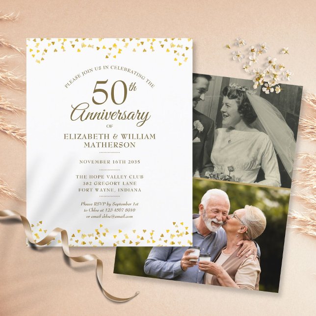 Budget 50-årsjubiléet Guld 2-fotoinbjudan (Skapare uppladdad)