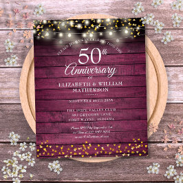 Budget 50-årsjubileum Rustic Guld Hearts Inbjudan