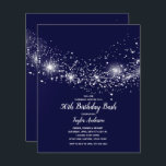 Budget 50:e födelsedag i marina blå Inbjudningskor<br><div class="desc">Elegant faux silver glitter-stjärnor som rinner över en djup midnattsbakgrund i blå himmel, dessa födelsedagsfest inbjudan är perfekt för vilken ålder som helst i firande eller ändrar ordalydelsen för ert särskilda tillfälle. Pappra inbjudningar trycks på ditt val av 3 pappra storlekar av en klar vit halvglöd kartong till ett överkomligt...</div>