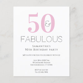Budget 50:e födelsedag Modern Rosa Party-inbjudan Flygblad