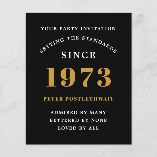 Budget 50:e födelsedag Svart Guld 1973 Flygblad (Framsidan)