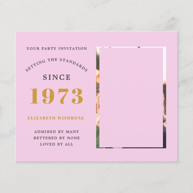 Budget 50:e födelsedagsinbjudan 1973 Namn Foto Flygblad (Framsidan)