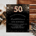 Budget 50 födelsedag svart inbjudan till guld glit<br><div class="desc">En modern,  snyggt och glamorös inbjudan till 50:e födelsedagsfesten. En svart bakgrund dekorerad med faux glitter. Namn är skrivet med ett modernt skript för den gyllene färgaden,  skrivet stil. Anpassa och lägg till information om party. Nummer 50 skrivs med ett stil-skript med ballong.</div>