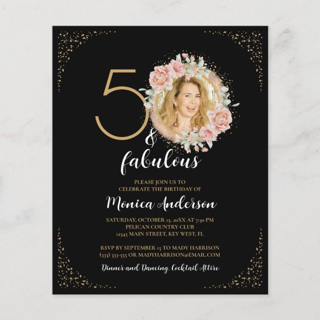 Budget 50 och fantastisk 50-årsdag Svart Foto (Framsida)