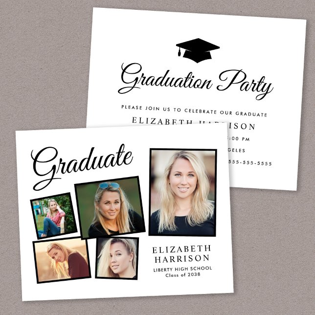 Budget 5 - inbjudan till fotoStudentfest (A personalized photo graduation party invitation to celebrate the graduate's achievements)