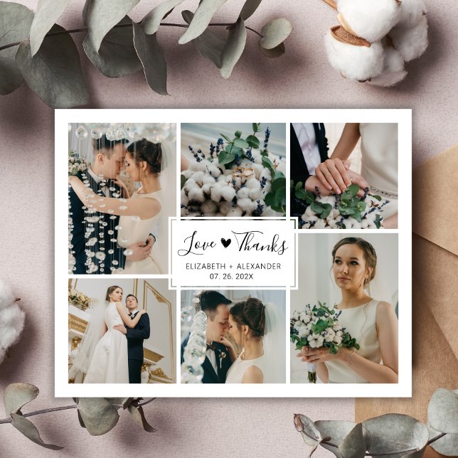 Budget 5 Photo Collage Bröllop Tack vykort (Skapare uppladdad)