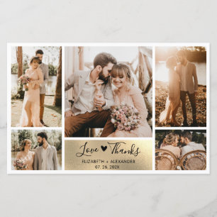 Budget 5 Photos Gold Foil Bröllop - tackkort