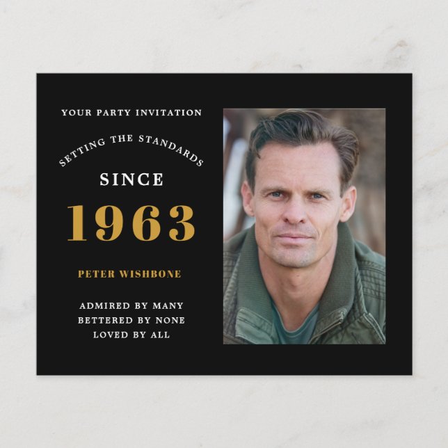 Budget 60-års födelsedagsinbjudan 1963 Namn Foto F Flygblad (Framsidan)