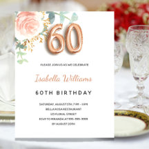 Budget 60-årsdag blommigt ro guld eucalyptus