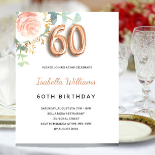 Budget 60-årsdag blommigt ro guld eucalyptus