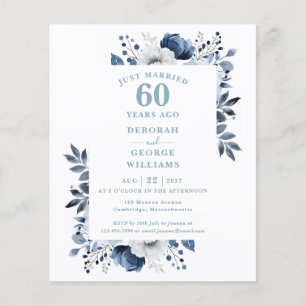 Budget 60-årsjubileum för bröllop Blommor Inbjudan