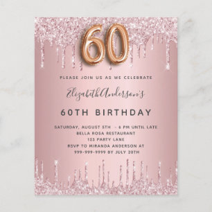 Budget 60:e födelsedag rosa damm ro glitter droppa
