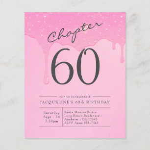 Budget 60:e födelsedag Rosa Grått-inbjudan Flygblad