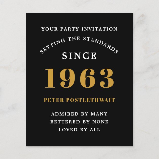 Budget 60:e födelsedag Svart Guld 1963 Flygblad (Framsidan)