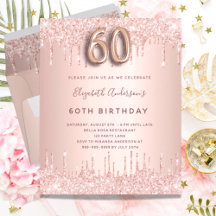 Budget 60 födelsedag ro guld glitter rosa droppar
