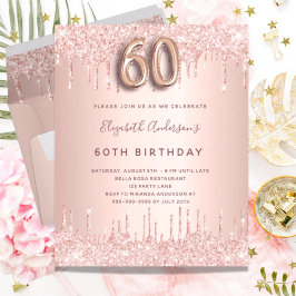 Budget 60 födelsedag ro guld glitter rosa droppar