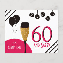 Budget 60 Sassy Artsy Rosa Svart Guld Inbjudan